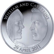 5 Pounds - Elizabeth II Royal Wedding; Platinum Piedfort, United Kingdom, 2011 reverse image