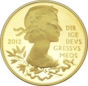 5 Pounds - Elizabeth II Diamond Jubilee; Gold-Plated Silver Proof, United Kingdom, 2012 reverse image