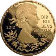 5 Pounds - Elizabeth II Diamond Jubilee; Gold Proof, United Kingdom, 2012 reverse image