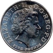 5 Pounds - Elizabeth II 4th portrait; XXX Olympiad, Countdown 0 obverse image