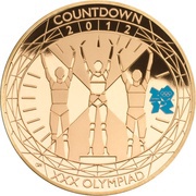 5 Pounds - Elizabeth II XXX Olympiad, Countdown 0; Gold Proof, United Kingdom, 2012 reverse image