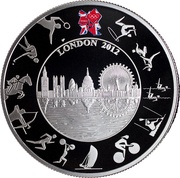 5 Pounds - Elizabeth II London Olympics; Silver Proof, United Kingdom, 2012 reverse image