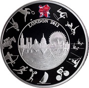 5 Pounds - Elizabeth II London Olympics; Silver Piedfort, United Kingdom, 2012 reverse image
