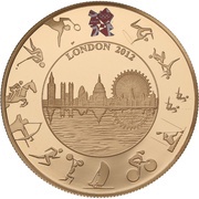 5 Pounds - Elizabeth II London Olympics; Gold Proof, United Kingdom, 2012 reverse image