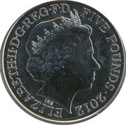 5 Pounds - Elizabeth II 4th portrait; London Paralympics obverse image