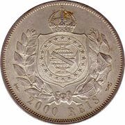 2000 Réis - Pedro II without phrase, Brazil, 1875-1876 reverse image