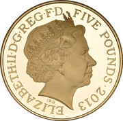 5 Pounds - Elizabeth II 60th Coronation Jubilee; Gold-Plated Silver Proof obverse image