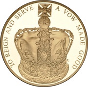 5 Pounds - Elizabeth II 60th Coronation Jubilee; Gold-Plated Silver Proof, United Kingdom, 2013 reverse image