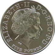 5 Pounds - Elizabeth II 4th portrait; Royal Christening obverse image