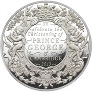 5 Pounds - Elizabeth II Royal Christening; Silver Proof, United Kingdom, 2013 reverse image