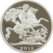 5 Pounds - Elizabeth II Royal Birth; Platinum Piedfort, United Kingdom, 2013 reverse image