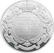 5 Pounds - Elizabeth II Royal Christening; Platinum Piedfort, United Kingdom, 2013 reverse image
