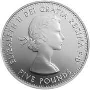 5 Pounds - Elizabeth II 1st portrait; Coronation Jubilee, Silver Piedfort obverse image