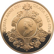 5 Pounds - Elizabeth II Queen Anne; Gold Proof, United Kingdom, 2014 reverse image