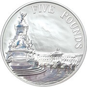 5 Pounds - Elizabeth II Buckingham Palace; Silver Proof, United Kingdom, 2014 reverse image