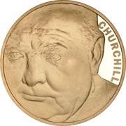 5 Pounds - Elizabeth II Winston Churchill; Gold Proof, United Kingdom, 2015 reverse image