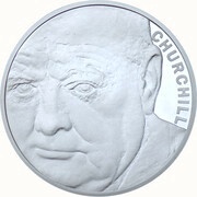 5 Pounds - Elizabeth II Winston Churchill; Platinum Piedfort, United Kingdom, 2015 reverse image
