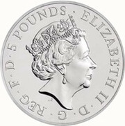 5 Pounds - Elizabeth II 5th portrait; Royal Birth obverse image