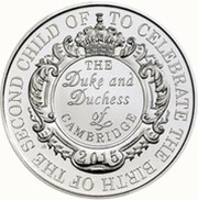 5 Pounds - Elizabeth II 5th portrait; Royal Birth, United Kingdom, 2015 reverse image