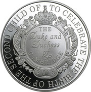 5 Pounds - Elizabeth II Royal Birth; Silver Proof, United Kingdom, 2015 reverse image