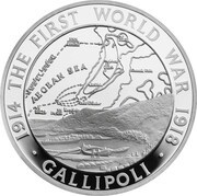5 Pounds - Elizabeth II Gallipoli Landings; Silver Proof, United Kingdom, 2015 reverse image