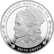 5 Pounds - Elizabeth II Edith Cavell; Silver Proof, United Kingdom, 2015 reverse image