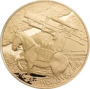 5 Pounds - Elizabeth II Animals at War; Gold Proof, United Kingdom, 2015 reverse image
