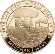 5 Pounds - Elizabeth II Merchant Navy; Gold Proof, United Kingdom, 2015 reverse image