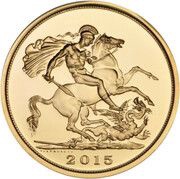 5 Sovereigns - Elizabeth II 5th portrait, United Kingdom, 2015-2019 reverse image