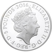 5 Pounds - Elizabeth II Queen's 90th Birthday; Platinum Piedfort, United Kingdom, 2016 obverse image
