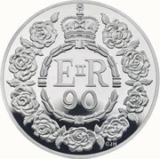 5 Pounds - Elizabeth II Queen's 90th Birthday; Silver Proof, United Kingdom, 2016 reverse image