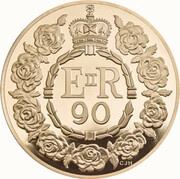 5 Pounds - Elizabeth II Queen’s 90th Birthday; Gold Proof, United Kingdom, 2016 reverse image