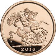 5 Sovereigns - Elizabeth II Butler effigy, United Kingdom, 2016 reverse image