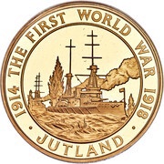 5 Pounds - Elizabeth II Battle of Jutland; Gold Proof, United Kingdom, 2016 reverse image
