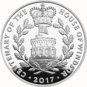 5 Pounds - Elizabeth II House of Windsor; Silver Proof, United Kingdom, 2017 reverse image