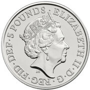 5 Pounds - Elizabeth II 5th portrait; Sapphire Jubilee obverse image