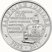 5 Pounds - Elizabeth II 5th portrait; Sapphire Jubilee, United Kingdom, 2017 reverse image