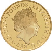 5 Pounds - Elizabeth II Sapphire Jubilee; Gold Proof obverse image
