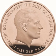 5 Pounds - Elizabeth II Prince Philip; Gold Proof, United Kingdom, 2017 reverse image