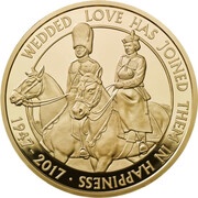 5 Pounds - Elizabeth II Platinum Wedding; Gold Proof, United Kingdom, 2017 reverse image