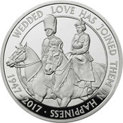 5 Pounds - Elizabeth II Platinum Wedding; Silver Piedfort, United Kingdom, 2017 reverse image