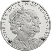 5 Pounds - Elizabeth II Platinum Wedding; Platinum Piedfort obverse image