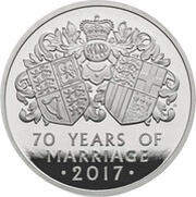 5 Pounds - Elizabeth II Platinum Wedding; Platinum Piedfort, United Kingdom, 2017 reverse image
