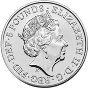 5 Pounds - Elizabeth II 5th portrait; Christmas Tree obverse image