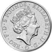 5 Pounds - Elizabeth II Griffin of Edward III; 2 oz Fine Silver obverse image