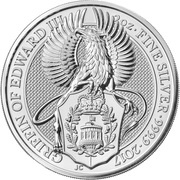 5 Pounds - Elizabeth II Griffin of Edward III; 2 oz Fine Silver, United Kingdom, 2017 reverse image