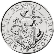 5 Pounds - Elizabeth II 5th Portrait; Unicorn of Scotland, United Kingdom, 2017 reverse image