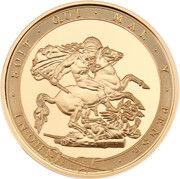 5 Sovereigns - Elizabeth II 5th portrait; Garter type, United Kingdom, 2017 reverse image