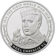 5 Pounds - Elizabeth II Noel Chavasse; Silver Proof, United Kingdom, 2017 reverse image