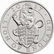 5 Pounds - Elizabeth II 5th Portrait; Lion of England, United Kingdom, 2017-2019 reverse image